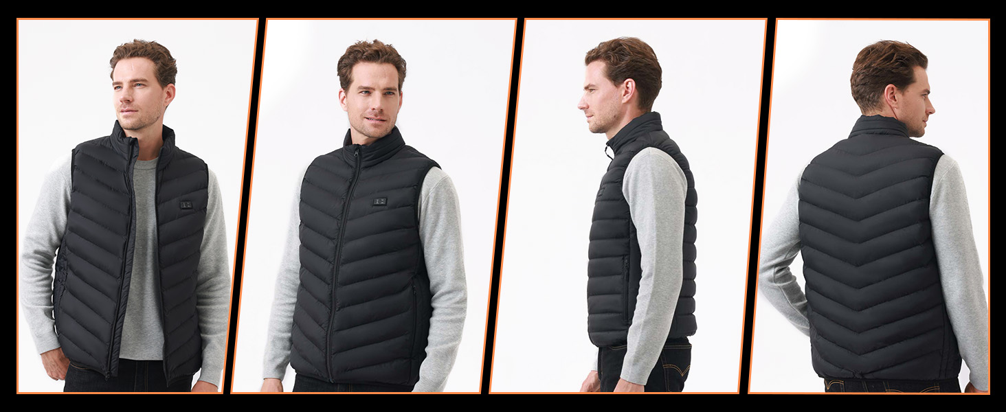 Гріюча жилетка для чоловіків та жінок з акумулятором 10000mAh, 5 зон обігріву, 3 режими температури, подвійне керування, чорна, для зимових активностей