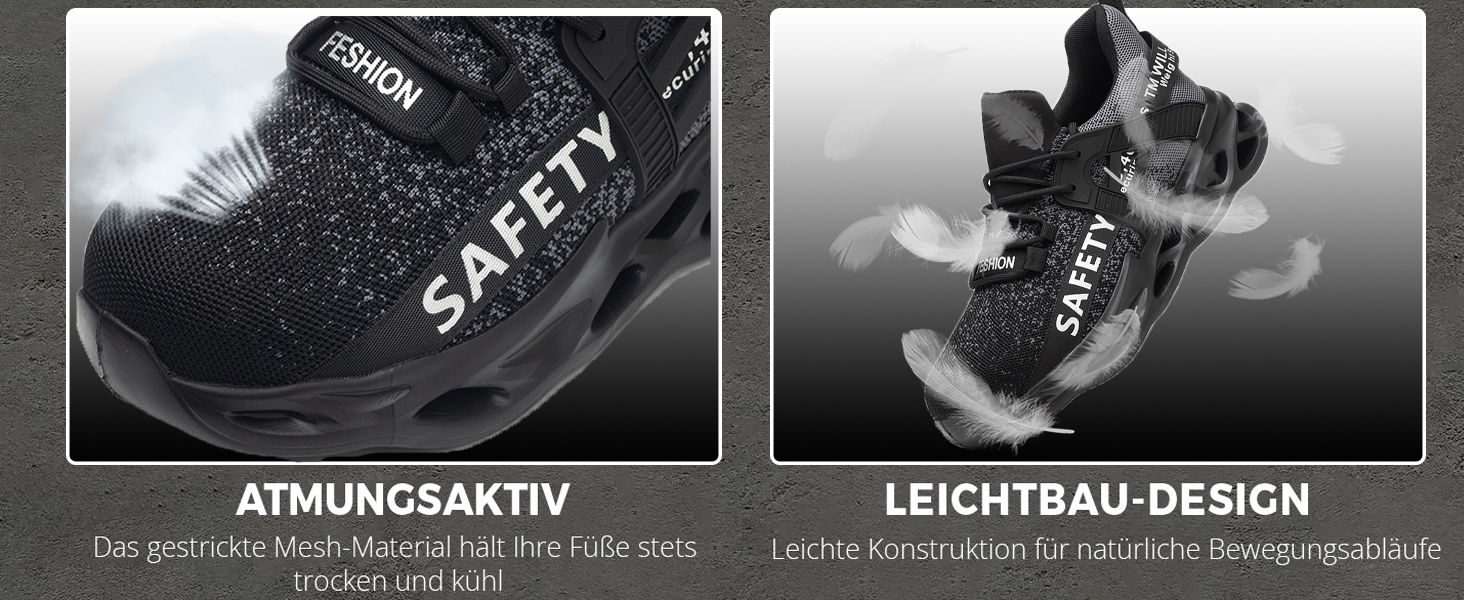 Черевики робочі чоловічі безпекові легкі зі сталевим носком, дихаючі, розміри 39-48 EU, 42 EU, темно-сірий