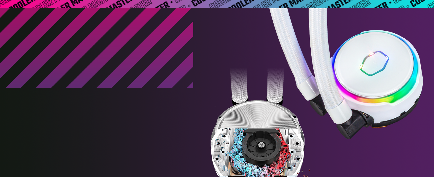 Система водяного охолодження Cooler Master MasterLiquid PL Flux 240 (білий) - AIO з 2 x 120mm вентиляторами, ARGB-контролер (2-ге покоління), сумісна з AMD та Intel