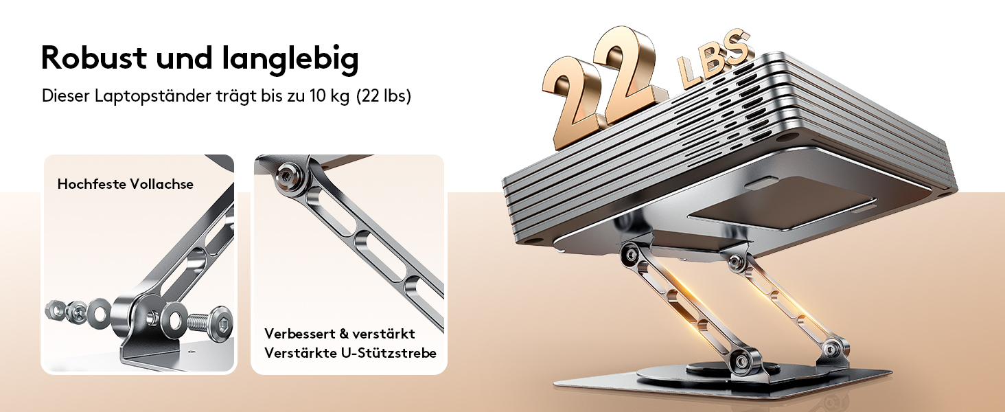 Підставка для ноутбука TECKNET 360° - регульована висота, металева, ергономічна, сумісна з MacBook, Dell (до 17.3
