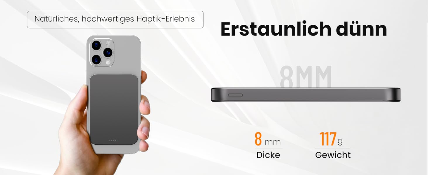 Power Bank Магнітний 10000 mAh PD20W: Бездротовий зарядний пристрій з USB-C для iPhone 17/16/15/14/13 та Apple Watch (Помаранчевий)
