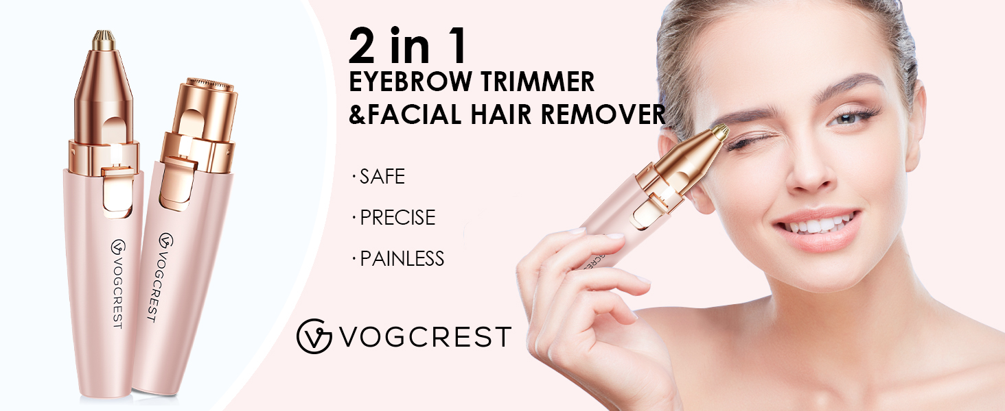 Триммер для обличчя та брів 2-в-1 VG VOGCREST з LED-підсвічуванням (Рожеве золото)