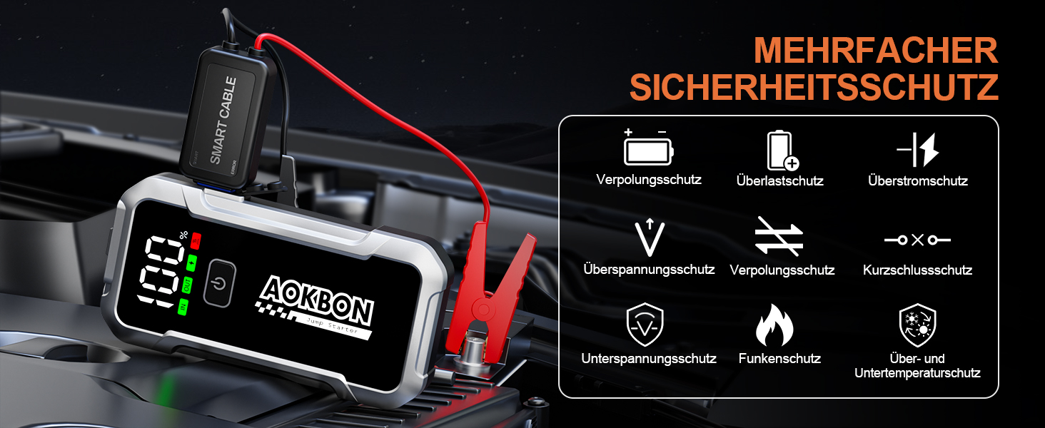 Powerbank для автомобіля Starthilfe 7000A 12V: Зарядний пристрій для авто з LED-ліхтариком, підходить для бензинових та дизельних двигунів до 10.0 л