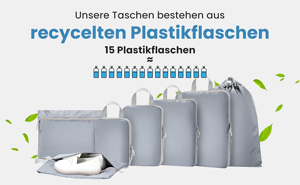Набір кубиків-органайзерів для подорожей MEUVO - 7 шт. (сірий), компресійні, водонепроникні, для валізи/рюкзака