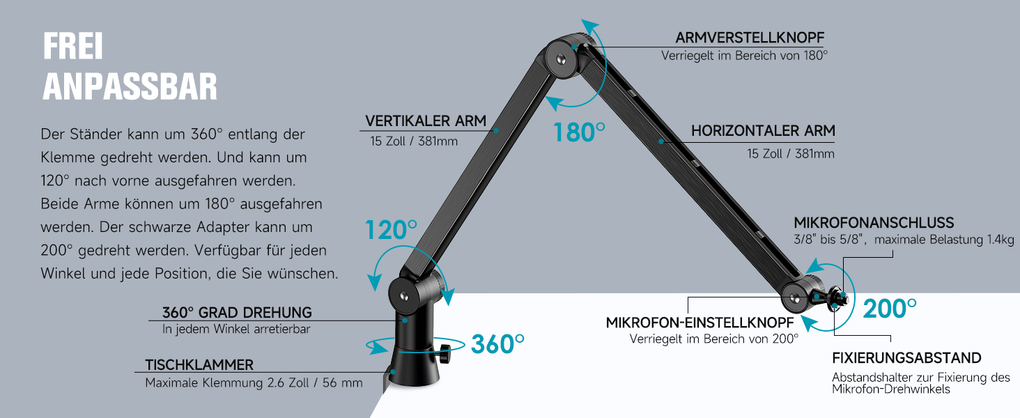 Тримач для мікрофону YOUSHARES Premium NBA6 - сумісний з Shure SM7B, Rode PodMic, Blue Yeti та ін.