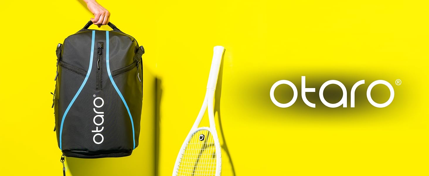 Otaro Tennis Backpack with Shoe Compartment (Holds 2 Racquets) - Includes Separate Shoe Pocket & Racket Protection | Premium Tennis Bag for Men & Women | Unisex (PRO 42L, Reflective Black)