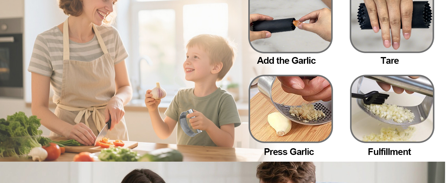 Прес для часнику з нержавіючої сталі - багатофункціональний прес для часнику з силіконовим очищувачем та щіткою для чищення. Можна мити в посудомийній машині (срібний)