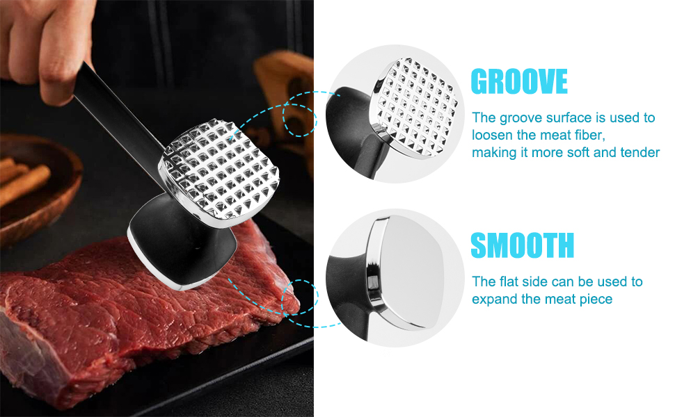 Подвійний м'ясорубка-молоток PUWOWYE для шніцелів та стейків, 22 см, чорний