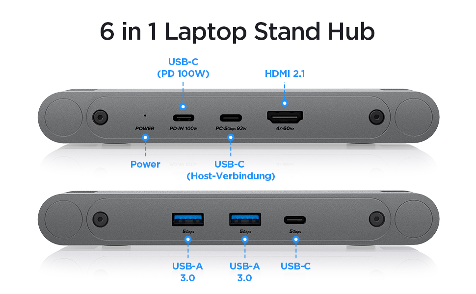 Підставка для ноутбука Spigen ArcDock 6-в-1 з док-станцією (Space Grey) - USB-C, HDMI 4K, для MacBook, iPad, Notebooks до 15.6