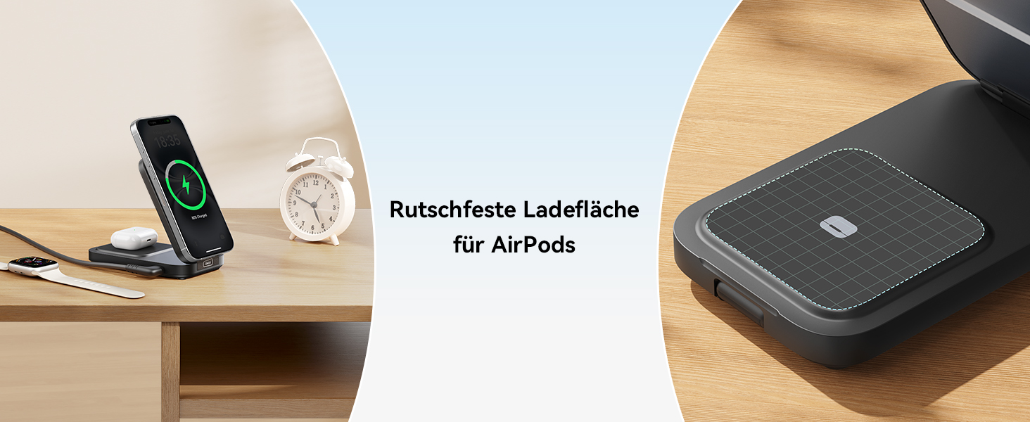 Станція зарядки INIU для iPhone 3 в 1, 15W, Qi2, магнітна, складна, MagSafe, для Apple Watch, iPhone 17/16/15/14/13/12, AirPods (з адаптером), чорна