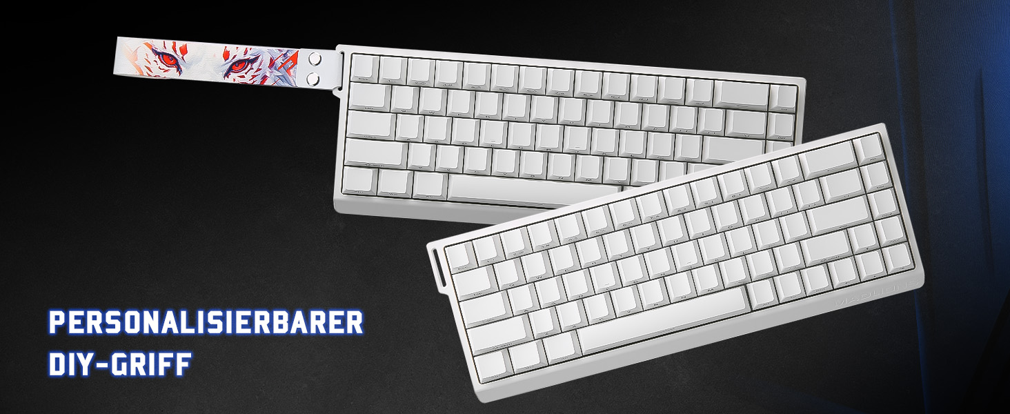 Механічна ігрова клавіатура YUNZII MADLIONS MAD68 з провідним підключенням, 60% розмір, Hall Effect перемикачі, регульована чутливість, PBT клавіші, RGB підсвічування, 8K polling rate (біла, перемикач Magnetic Amber Pro)