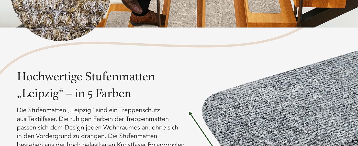 Casa Pura Non-Slip Stair Treads - 15 Piece Set - Adhesive Backed, Round Edge - Indoor Stair Carpet - Anthracite Grey