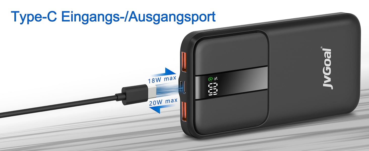 Power Bank JVGoal 10000 mAh USB-C PD 18W з LCD-дисплеєм для iPhone, Nintendo Switch, Tablets