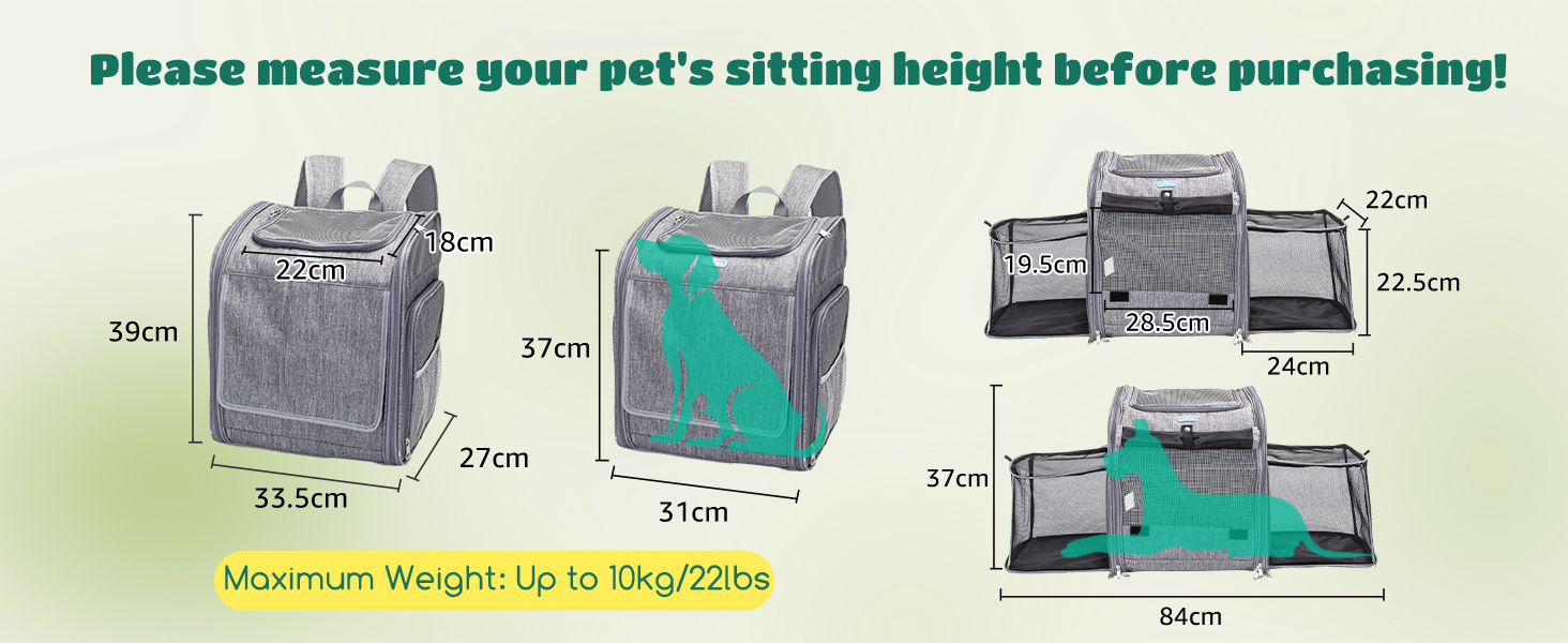 Розширюваний рюкзак для собак та котів Nobleza з сіткою, зручний та складаний, з внутрішньою безпечною лінійкою та килимком, сірий