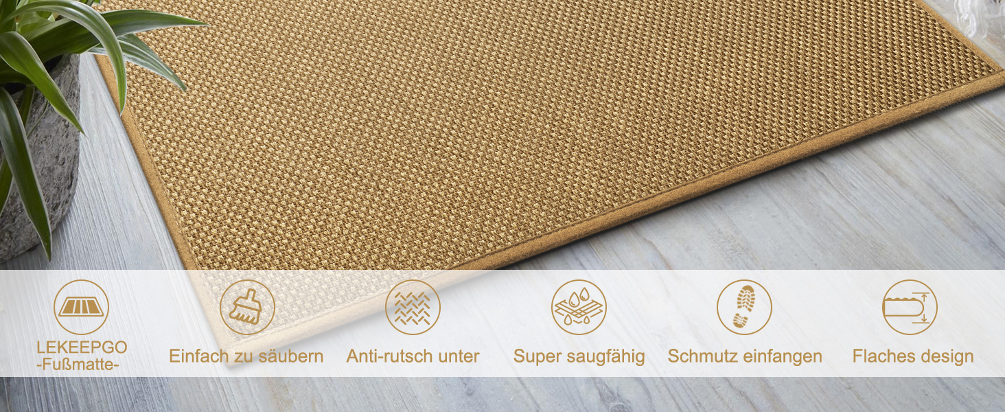 Килимок для дому LEKEEPGO 43x75 см, антиковзаючий, миючий, вбираючий, для внутрішнього використання (колір: світло-коричневий)