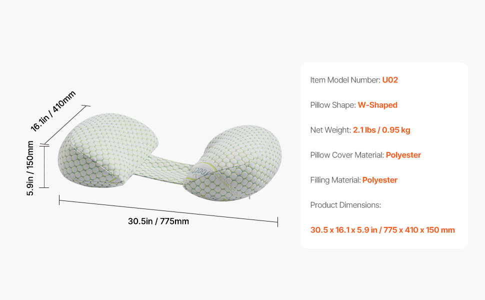 Подушка для вагітних VEVOR C-подібної форми, 133x63x21 см. Підтримка спини, живота, стегон та ніг. Знімний та пральний чохол.