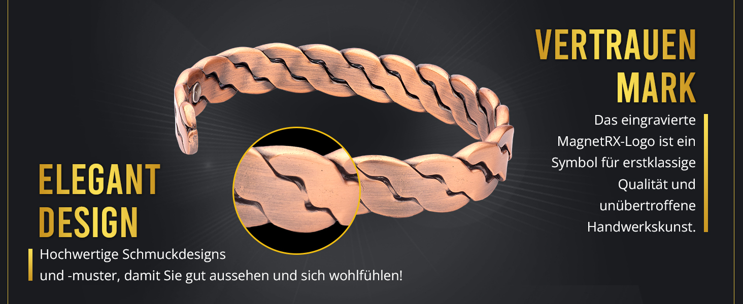 Куперне браслет MagnetRX® для чоловіків та жінок - регульований, з чистого міді
