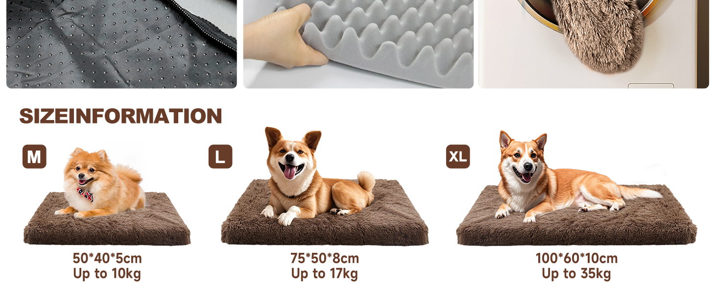 Килимок для собак MDDK, 75x50x8 см, плюшевий, коричневий