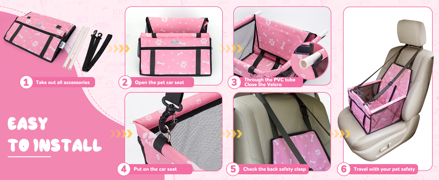 Nobleza Автокрісло для собак та котів, переноска для тварин, рожева, 40x34x25 см