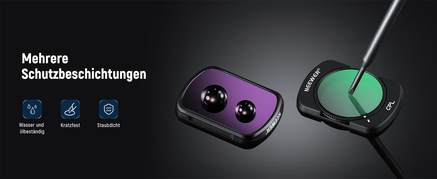 Набір фільтрів NEEWER CPL ND для DJI Osmo Pocket 3: полярний, ND16, ND64, ND256. Магнітні, з багатошаровим покриттям, комплект з 2 серветками для чищення.