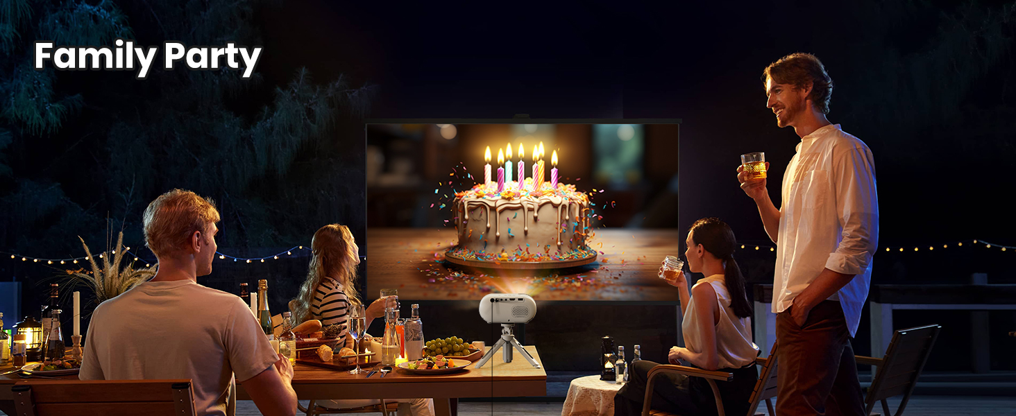 Портативний проєктор Mini Beamer 1080p з Wi-Fi та Bluetooth, сумісний з HDMI, смартфоном, USB, TV-Stick. Ідеально для домашнього кінотеатру та спальні. Чорний (Бежевий)