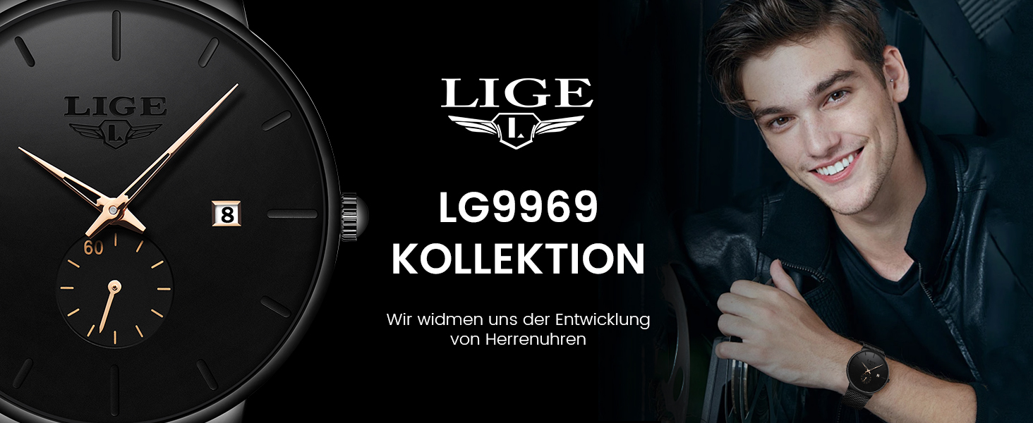 Годинник чоловічий LIGE Retro з нержавіючої сталі, водонепроникний, вінтажний, кварцовий, з датою, для бізнесу та повсякденного носіння. Чоловічі годинники (Золотий, Чорний)
