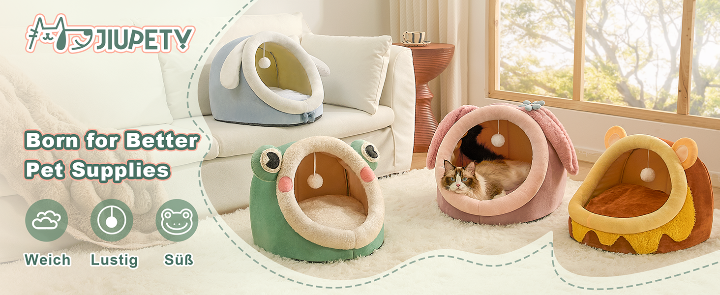 Кішечка Будиночок-Печера для Кішок, М'яке Ліжко-Печера для Кішок, Зелений, Розмір M (38x37x32 см), з Нековзним Дном та Знімним Матрацом