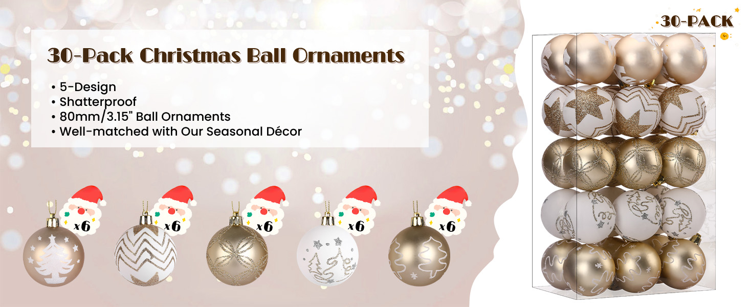 Набір прикрас для ялинки Shareconn 30 шт. 60 мм (Червоний & Золотий)