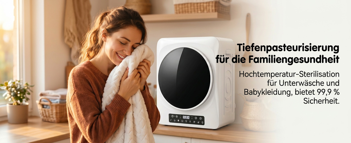Компактна сушарка для білизни HOMCOM 5 кг, міні-сушарка з відводом повітря, 9 програм, 1000 Вт, біла