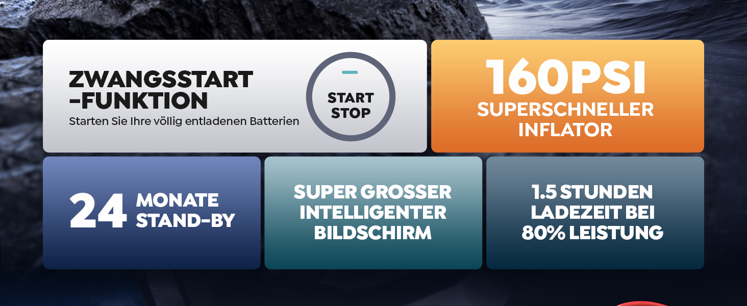 Powerbank TREKURE зі стартером для авто 160PSI, 6500A, PD 45W, LED 600 Lumen, подвійний старт (бензин/дизель до 12.0L)