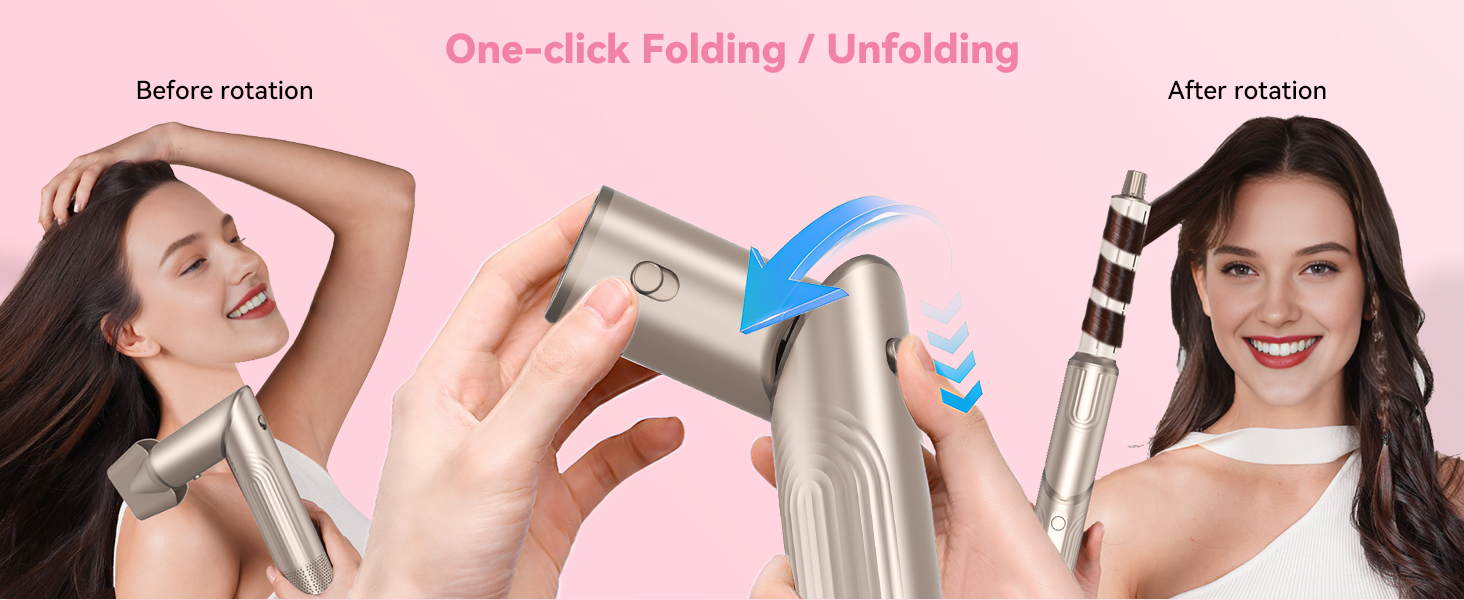 Набір для стайлінгу волосся 5 в 1 Atopskins Air Styler 1400W: іонний фен, вирівнювач, плойка Auto-Wrap та круглі щітки для об'єму та гладкості, Gold