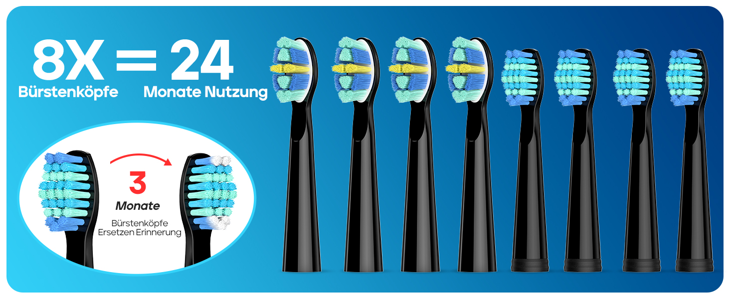 Електрична звукова зубна щітка Seago SG-958 (біла), 40000 VPM, 5 режимів, 8 насадок, USB-зарядка