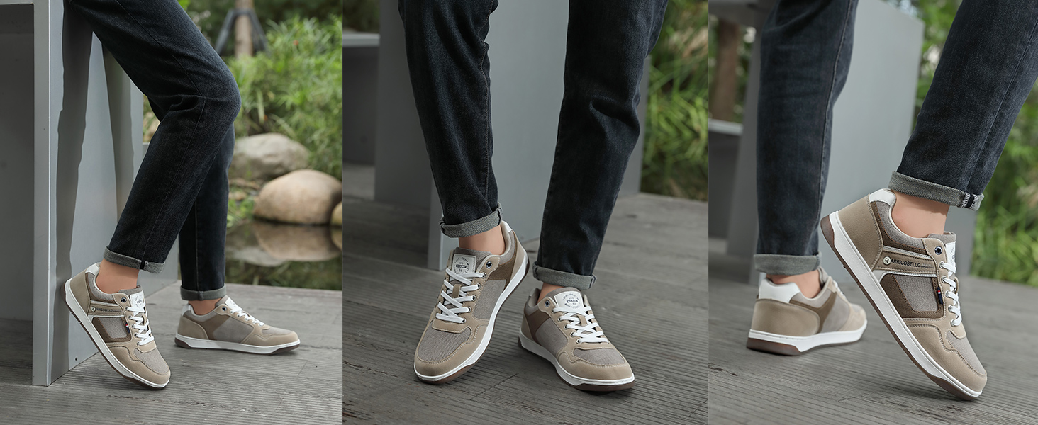 ARRIGO BELLO Кросівки для чоловіків: стильні та зручні для прогулянок та спорту. Матеріал: штучна шкіра PU. Розміри 41-46. Сірий колір (Grau004).