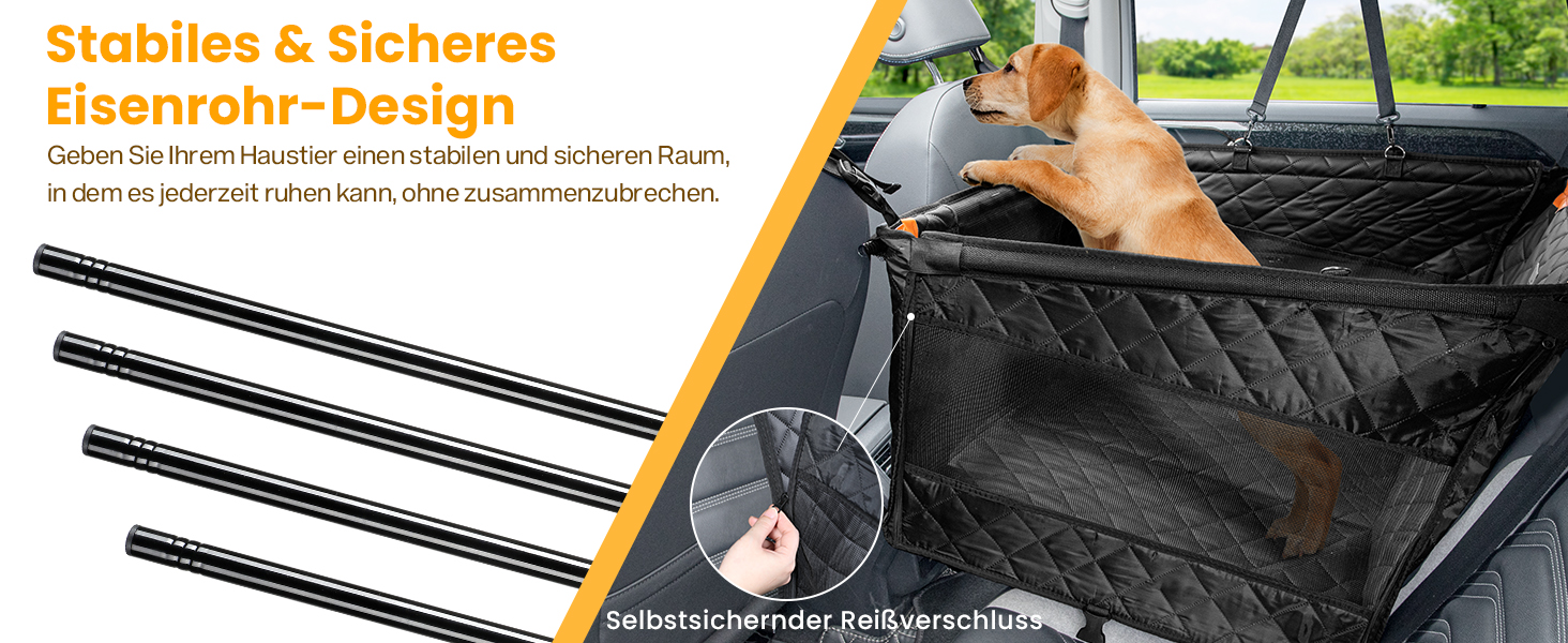Pecute Dog Car Seat - XL Upgrade - Reinforced & Secure for Medium & Large Dogs - 70x61x55cm with 4 Straps
