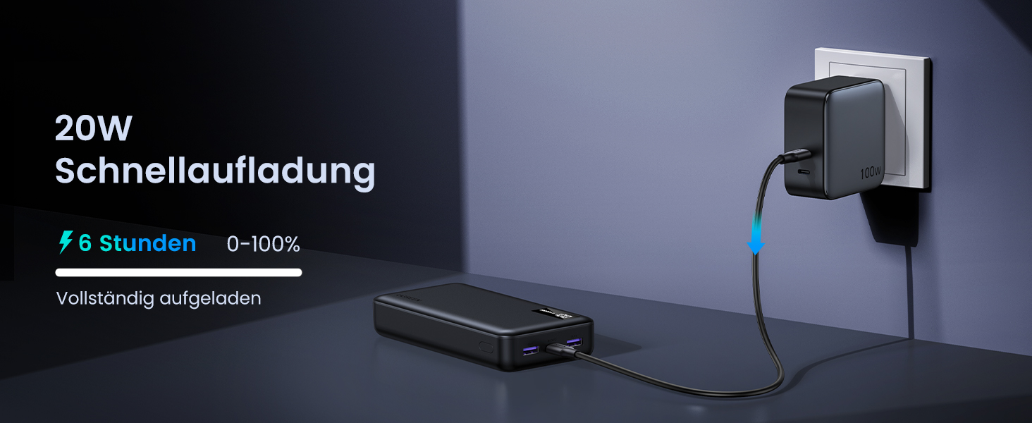 Повербанк UGREEN 20000mAh 22.5W з USB-C та 2 USB-A, зовнішній акумулятор для iPhone 16/17, Samsung Galaxy S26 Ultra, Google Pixel 10