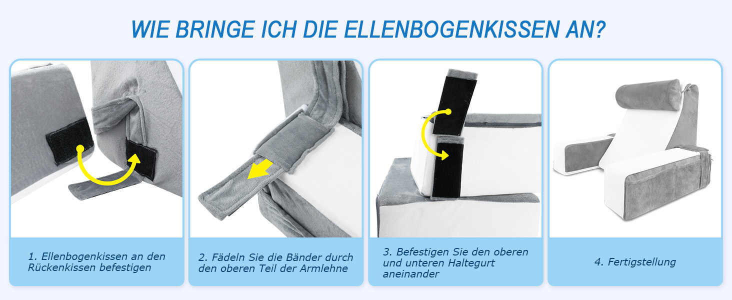 HOMCA Подушка для читання та відпочинку в ліжко та на диван з знімною подушкою для шиї та підлокітником, подушка для спини, подушка для стіни, багатофункціональна подушка-клинок для читання, роботи, перегляду телевізора (36x40x48 см)
