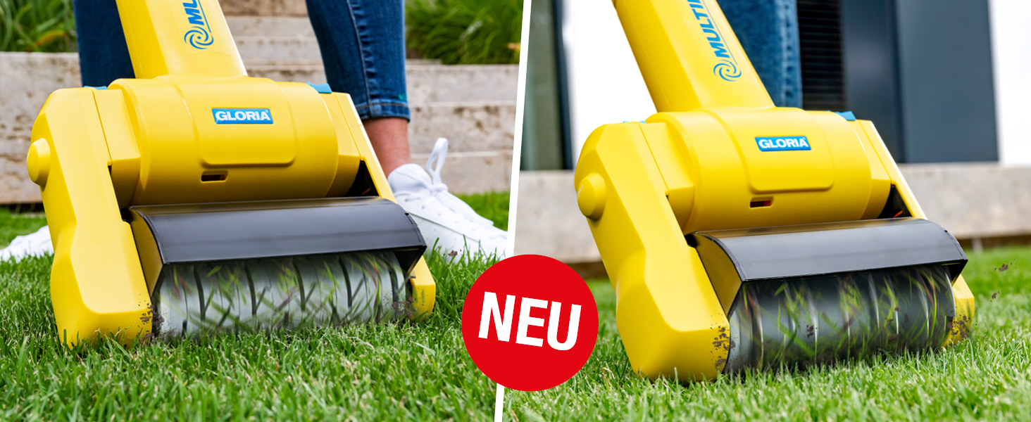 Електрощітка Gloria MultiBrush Speedcontrol — багатофункціональний інструмент для видалення бур'янів, очищення каменю, дерева, швів, підрізки країв газону, аерації та вертикутування, комплект з 2 насадками