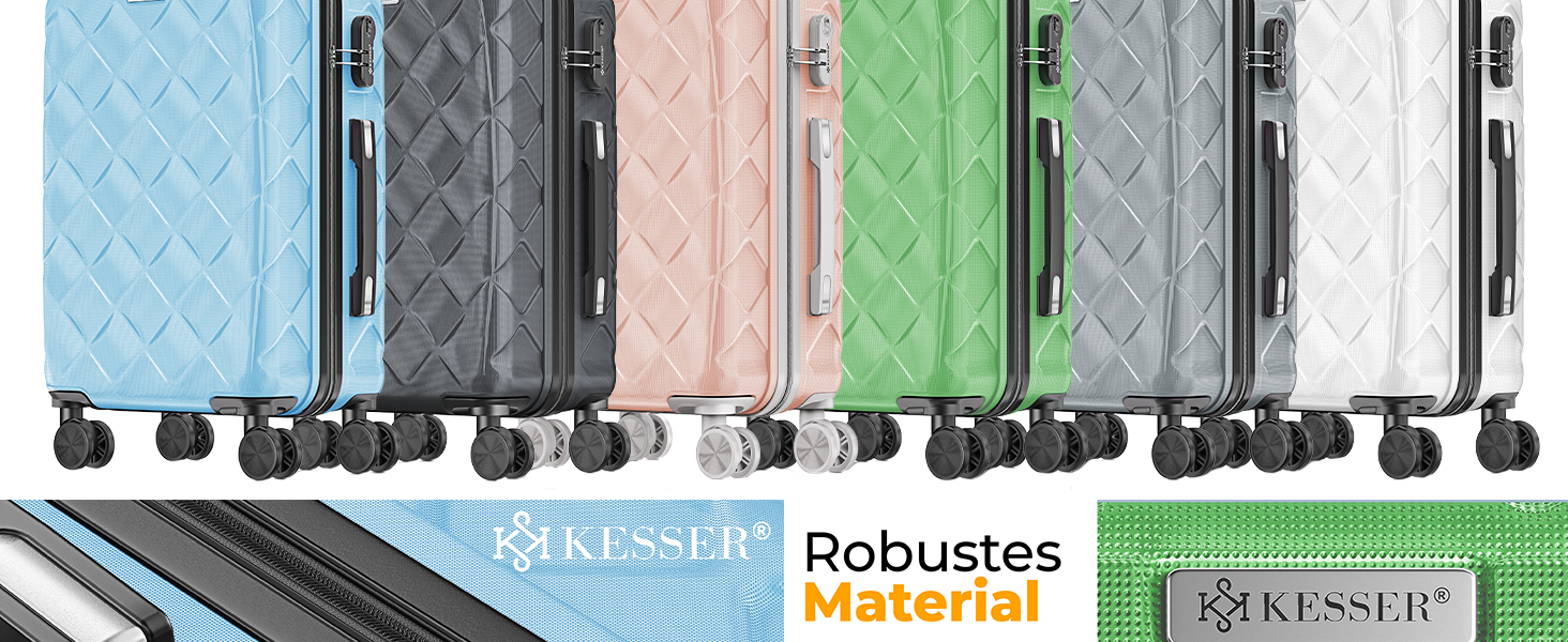 Набір валіз KESSER® 3 шт. | Валізи з ABS-пластику з кодовим замком, ваговою шалькою та органайзером для документів | Ручна поклажа та великі валізи для подорожей та бізнесу, ролики 360°, колір Білий Сніг