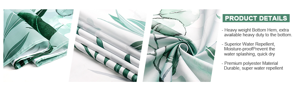 Штора для душу REZAYMRS, 180x200 см, зелена, водонепроникна, з 12 гачками, поліестер, для ванної кімнати