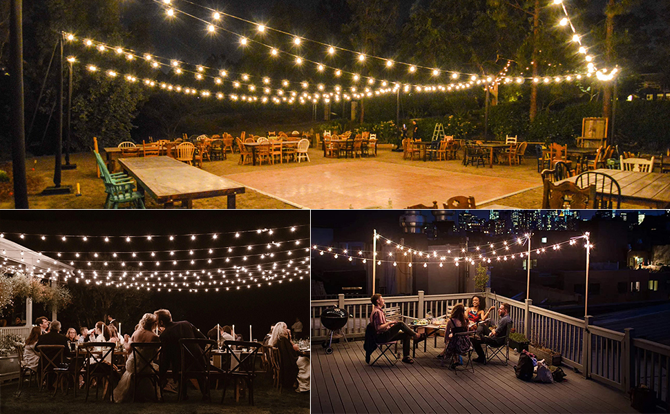 LED гірлянда GLUROO для вулиці, 7.6м, 12+1 лампочки G40, вологостійка, тепле світло, для саду, вечірок