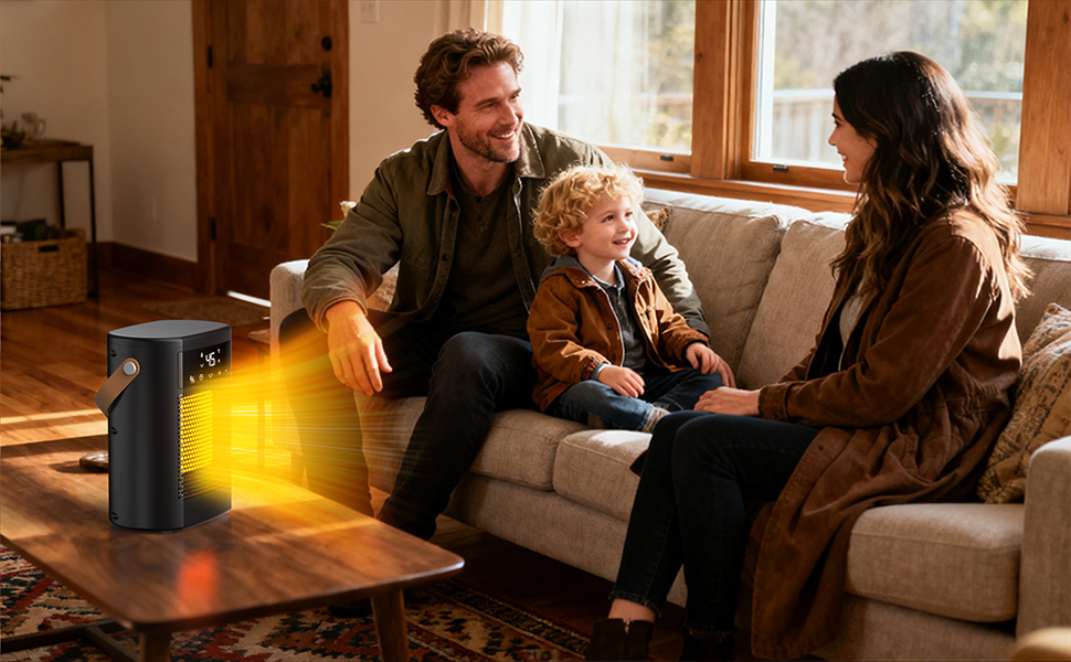 Електричний обігрівач 1500W з осциляцією, захистом від перегріву та перекидання - тихий, швидкий, для дому та офісу