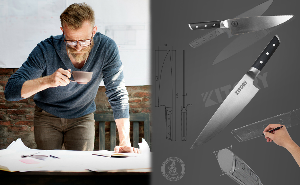 Кухонний ніж-топірець Kitory Hackmesser 18 см, з високоякісної нержавіючої сталі, з ручкою Pakkawood (Mtd06sde)