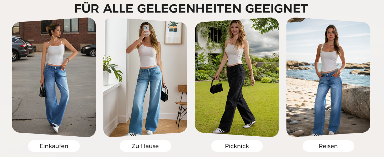 Джинси жіночі Fisoew Baggy з широкими штанинами, середньої посадки, темно-сині, розмір 40