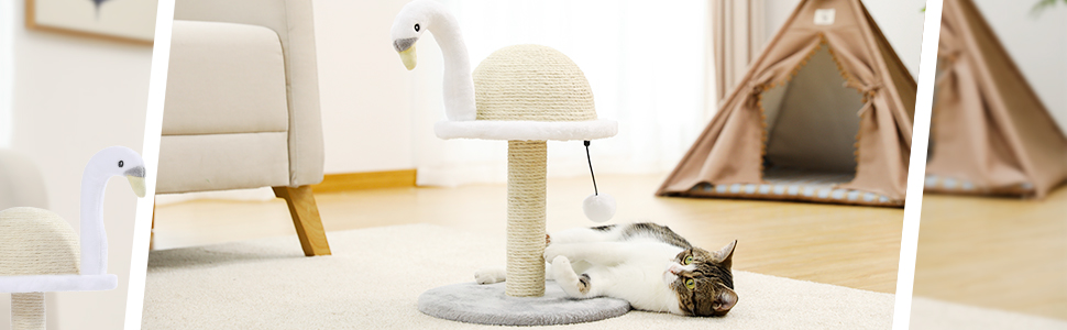 Креативний когтеточка для котів PAWZ Road Flamingo, стильний рожевий котячий комплекс, висота 48 см
