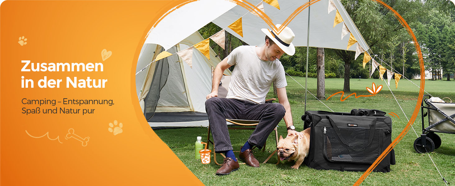 Клітка для собак Feandrea, переноска для собак, чорна, 60 x 42 x 42 см, з ручками та кишенями