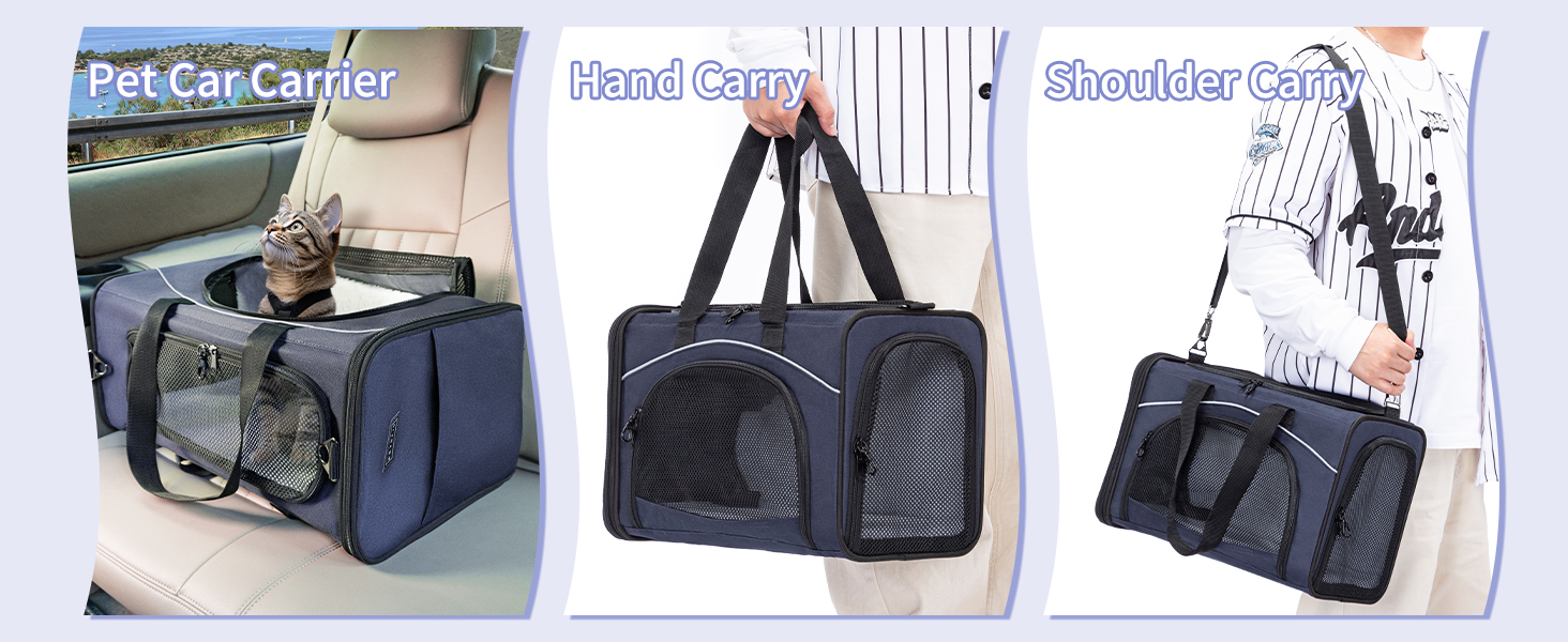 Транспортна сумка Petsfit для котів та собак | Авіапереліт, авто та поїзд | S/Blau