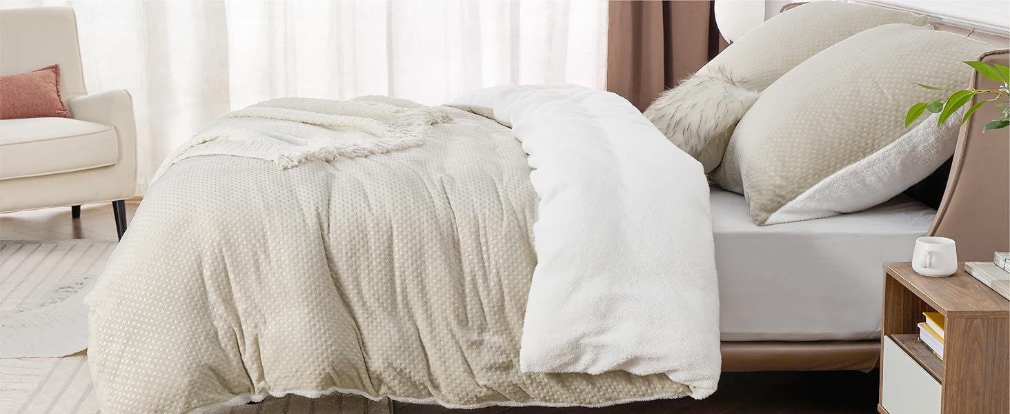 BEDSURE Флаєцева постільна білизна 155x220 сіра - зимовий ковдрий комплект з 2 наволочками 80x80 см, тепла постільна білизна з блискавкою, вафельна постільна білизна для двоспального ліжка 155 x 220 см сірого кольору