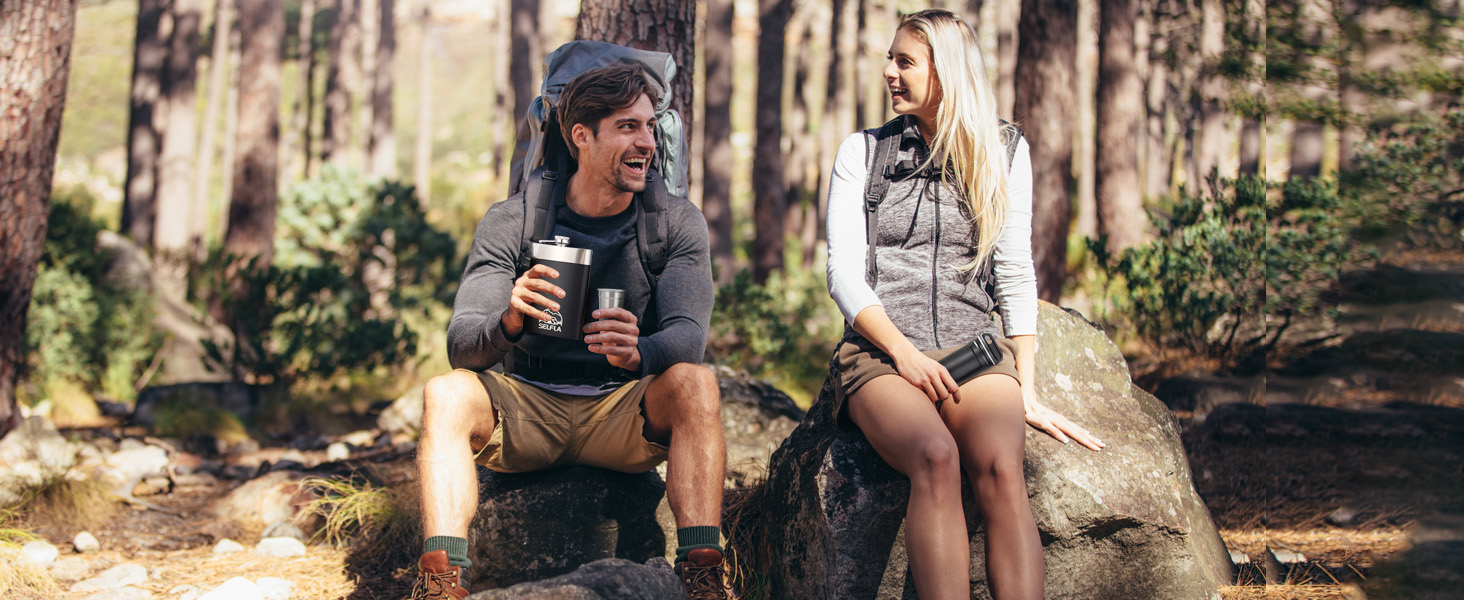 Набір стаканів з нержавіючої сталі SELFLA – стакани та пляшка для кемпінгу, подорожей, альпінізму та пригод – легкі, міцні, легко миються