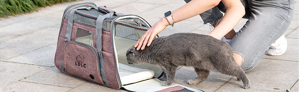 Трансформер-переноска для котів та собак з підкладкою з флісу та сіткою, велика місткість, з плечовим ременем (рожевий)