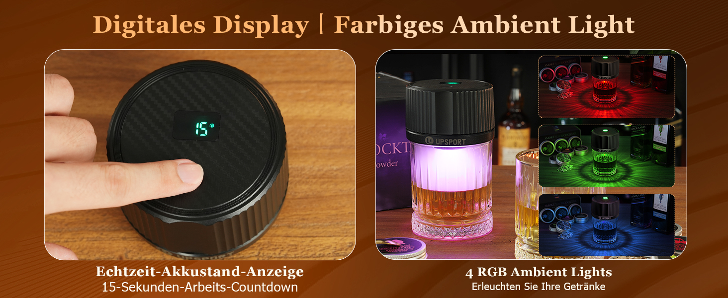 Набір для копчення віскі: 6 смаків дерев'яної стружки, 2 склянки, 2 кубики льоду, аксесуари для коктейлів, копчення напоїв, бурбон, кава, м'ясо